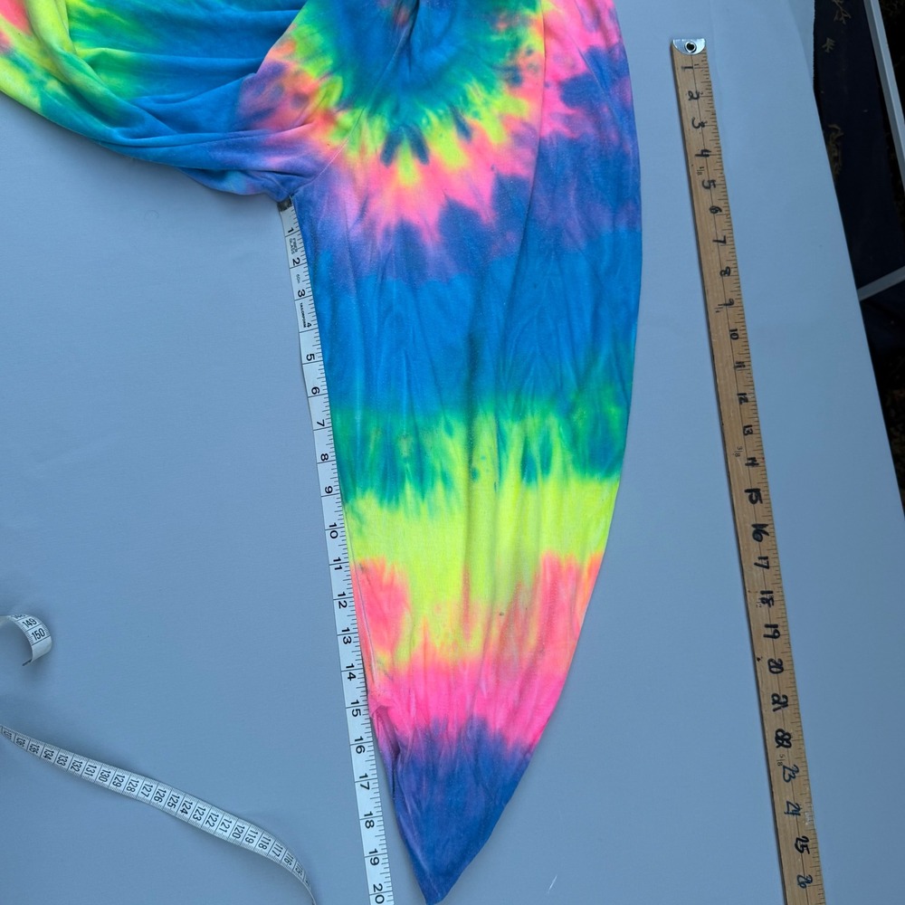 Vintage Neon Tie Dye 2Pc Set Suspender Crop Top Harem Pants Dopamine Dressing M - Picture 15 of 16